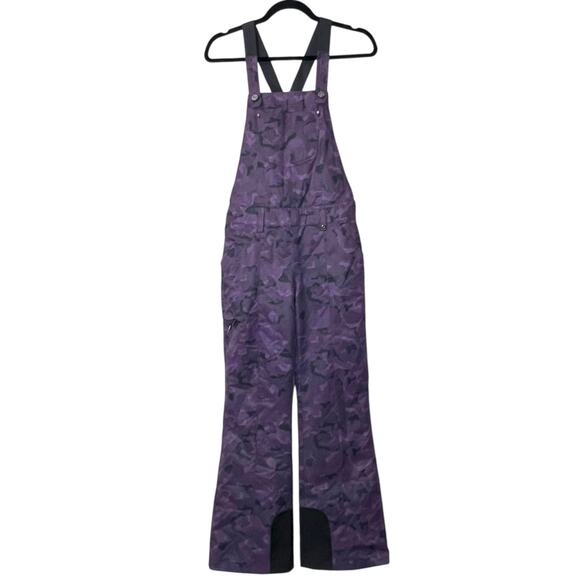 New Obermeyer Malta Bib Overalls Purple Magnetic Camo Women 2 NWOT Snow Wear - Picture 2 of 14
